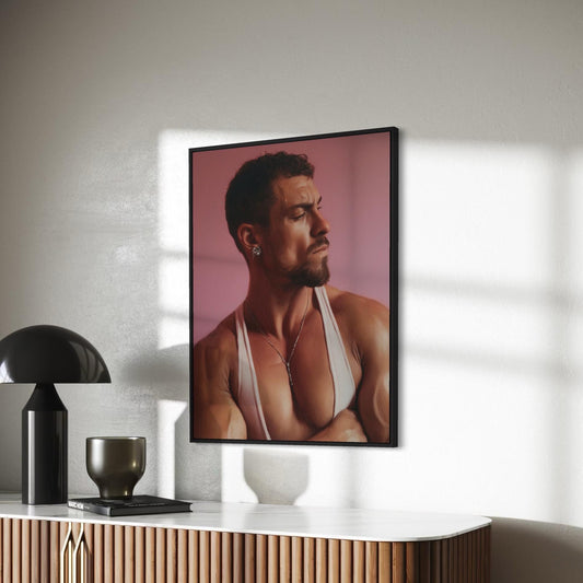 Diamond Gaze Art Print - Muscular Gay Male Portrait | Masculinity made queer Wall Art | LGBTQ Home Decor | Unframed 200gsm Matte Paper Print