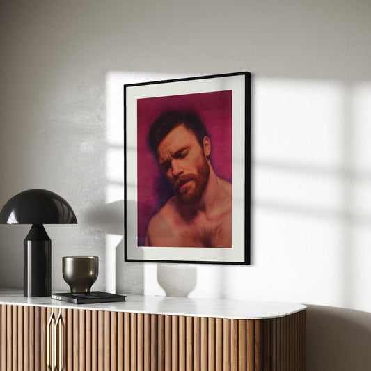 Velvet Reverie – Queer Wall Art Print | Gay Oil-Style Portrait in Pink | Daydream Pleasure LGBTQ+ Decor | Unframed Matte Poster