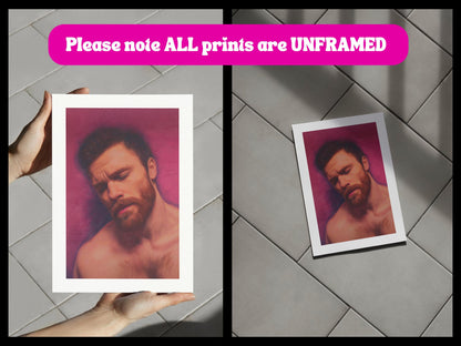 Velvet Reverie – Queer Wall Art Print | Gay Oil-Style Portrait in Pink | Daydream Pleasure LGBTQ+ Decor | Unframed Matte Poster