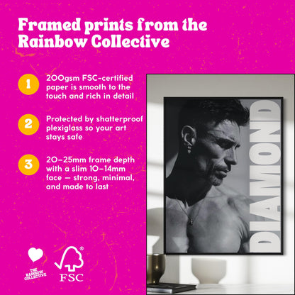 Diamond Print - Queer Art Poster, Diamond Daddy Duo (2 of 2), Gay Male Wall Art, Black & White Pride Decor, Bold Poster Gift for Him