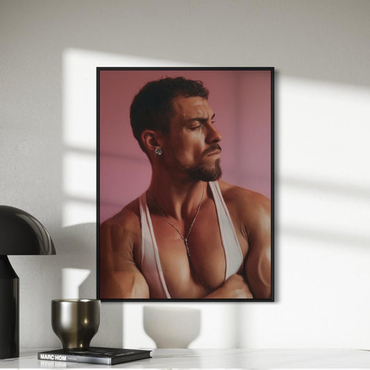 Diamond Gaze Art Print - Muscular Gay Male Portrait | Masculinity made queer Wall Art | LGBTQ Home Decor | Unframed 200gsm Matte Paper Print