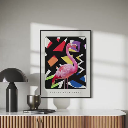 Flaunt Your Pride Flamingo Art Print - Modern Queer Minimalist Decor, LGBTQ+ Rainbow Artwork, Vibrant Poster for Lovers of Gay Pride