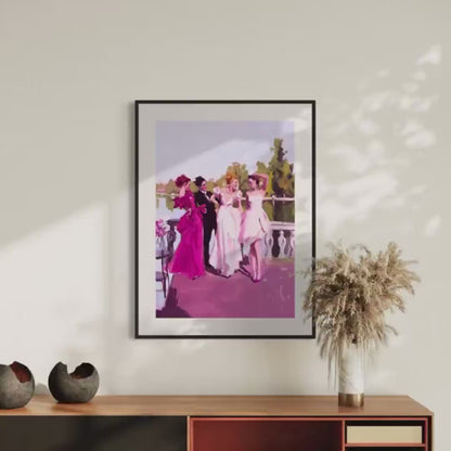 Sapphic Summer Soirée Art Print – Vibrant Queer Artwork Celebrating Love and Joy | Premium 200gsm Matte Poster, Unframed LGBTQ+ Decor