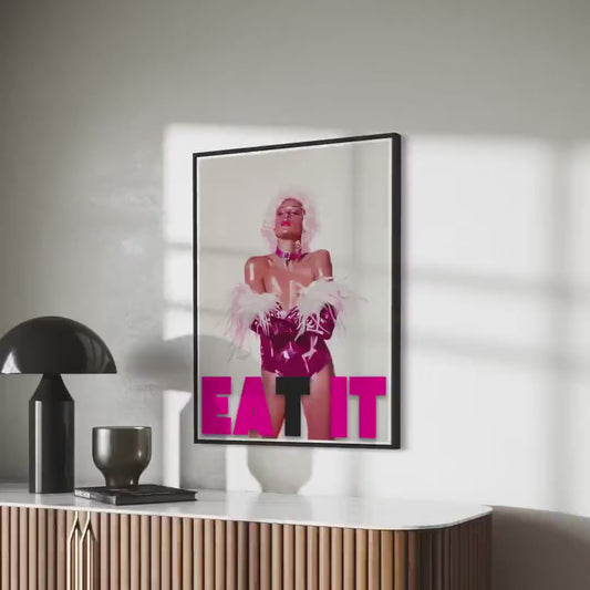 EAT IT Queer Art Print | Bold Campy Wall Art | Drag Queen Decor | LGBTQ+ Poster | Premium Unframed Oil Painting Print
