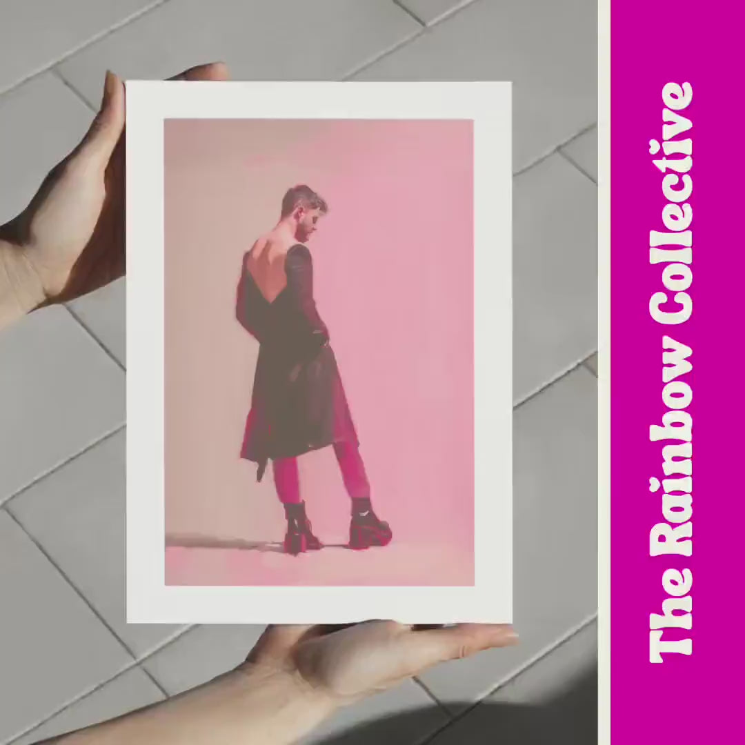 Standing Issue – Queer Art Print | Pink Platform Boots Oil Painting | Fashion-Forward Gay Wall Art – Unframed Matte LGBTQ+ Poster
