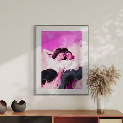 Summer Love – Romantic Queer Cowboy Oil Painting Print, LGBTQ+ Pride Wall Decor, Premium Matte Artwork, Unframed Western Romance
