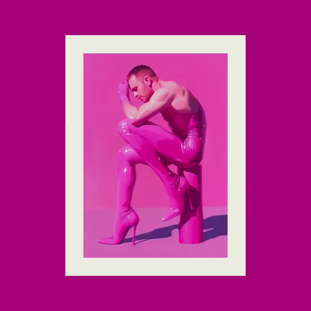 Pink Contemplation Queer Art Print | Bold LGBTQ+ Artwork | Premium Matte Unframed Wall Decor for Pride and Self-Expression