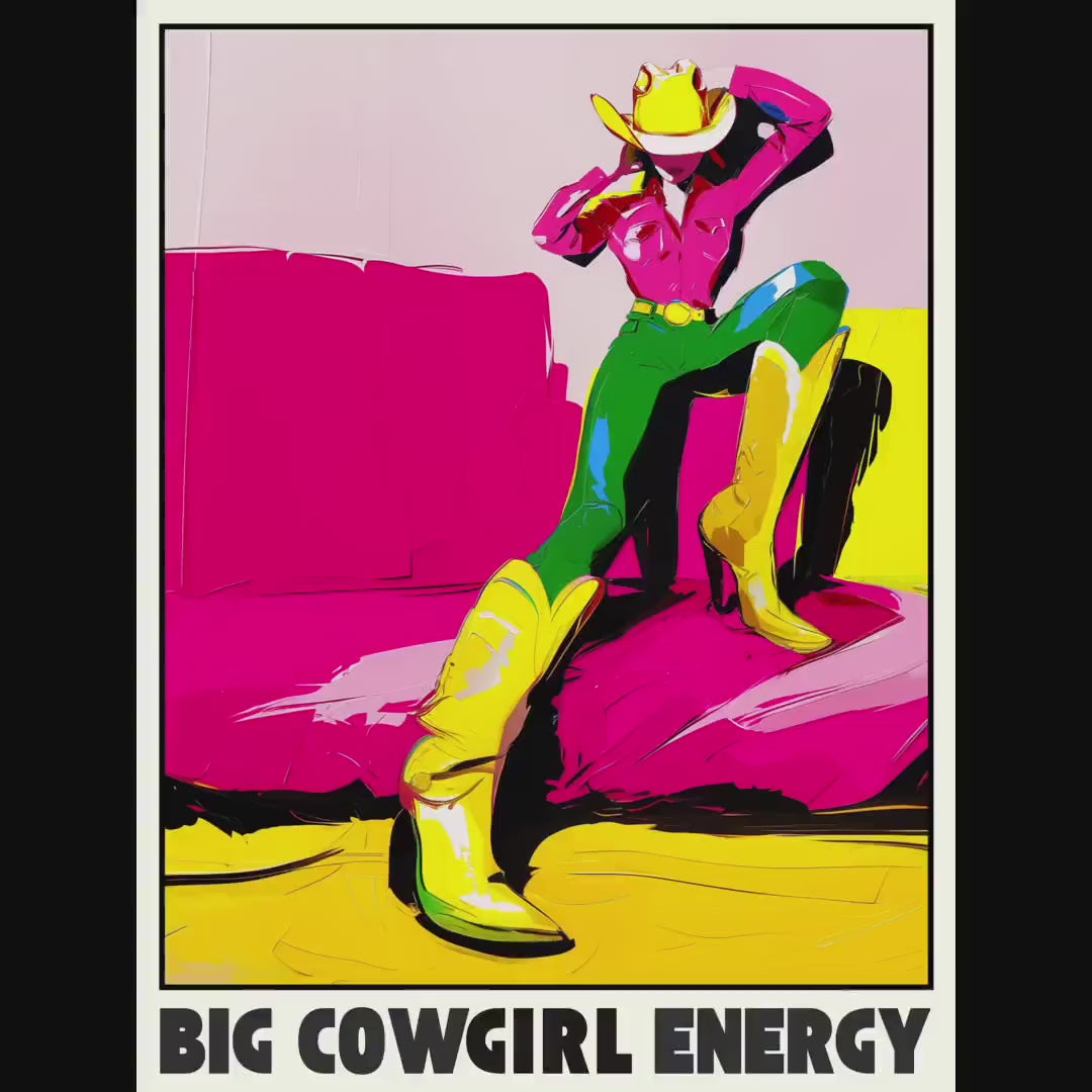 Big Cowgirl Energy Art Print | Bold Pop Art LGBTQ Pride Decor | Colourful Unframed Print on Premium Matte Paper | Statement Wall Art