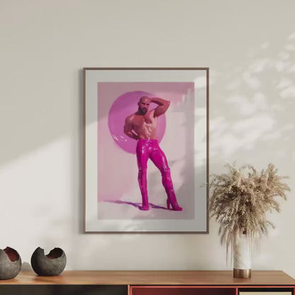 Feel My Fantasy – Queer Art Print, Gay Camp Decor, Bold LGBTQ+ Wall Art, High Heel Cowboy, Pink Glam, Fierce & Fabulous Home Print