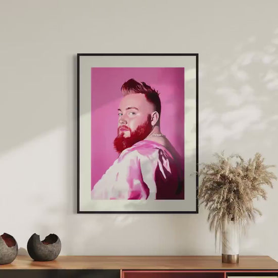 Pink Steel – Bold Queer Art Print, Campy LGBTQ+ Decor, Gay Bear Wall Art, Fierce Portrait, Pride Aesthetic, Statement Artwork