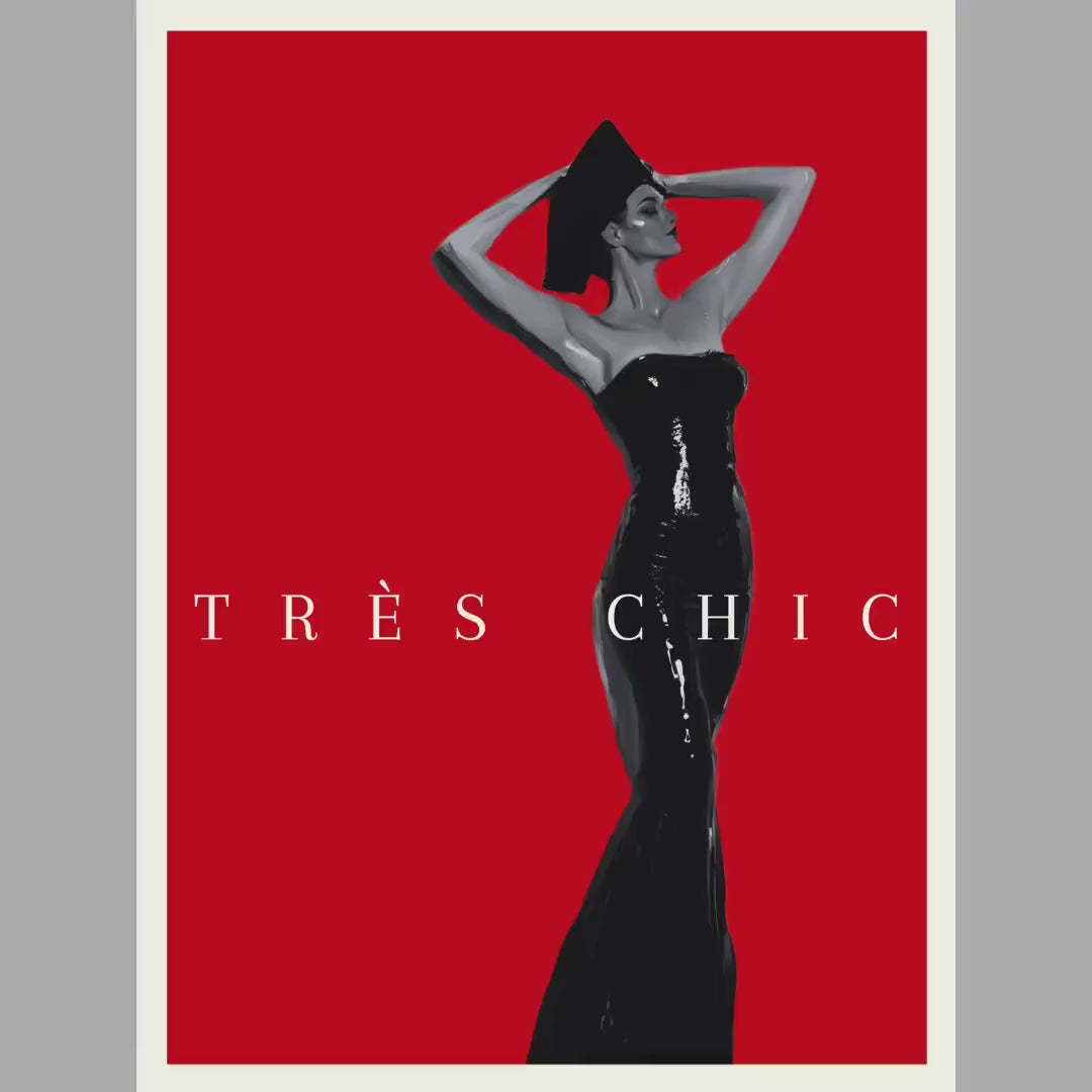 Très Chic - Fashion Art Print, Bold Red & Black, Modern Decor, 200gsm Matte Unframed Print, Stylish Wall Art, Perfect Gift for Trendsetters