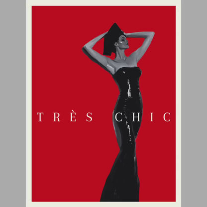 Très Chic - Fashion Art Print, Bold Red & Black, Modern Decor, 200gsm Matte Unframed Print, Stylish Wall Art, Perfect Gift for Trendsetters