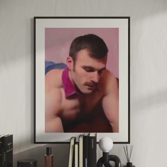 Pink Collar Crime - Queer Wall Art Print | Gay Oil-Style Portrait with Velvet Collar | Unframed 200gsm Matte Paper LGBTQ+ Decor