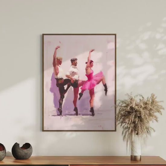 Empowered & en Pointe – Queer Ballet Oil Painting Print | Gay Dance Wall Art in Pink | LGBTQ+ Balletcore Decor – Unframed Matte Poster