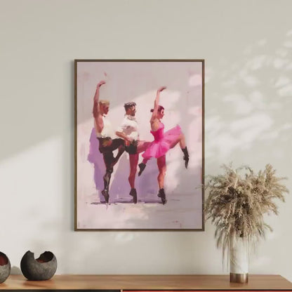 Empowered & en Pointe – Queer Ballet Oil Painting Print | Gay Dance Wall Art in Pink | LGBTQ+ Balletcore Decor – Unframed Matte Poster
