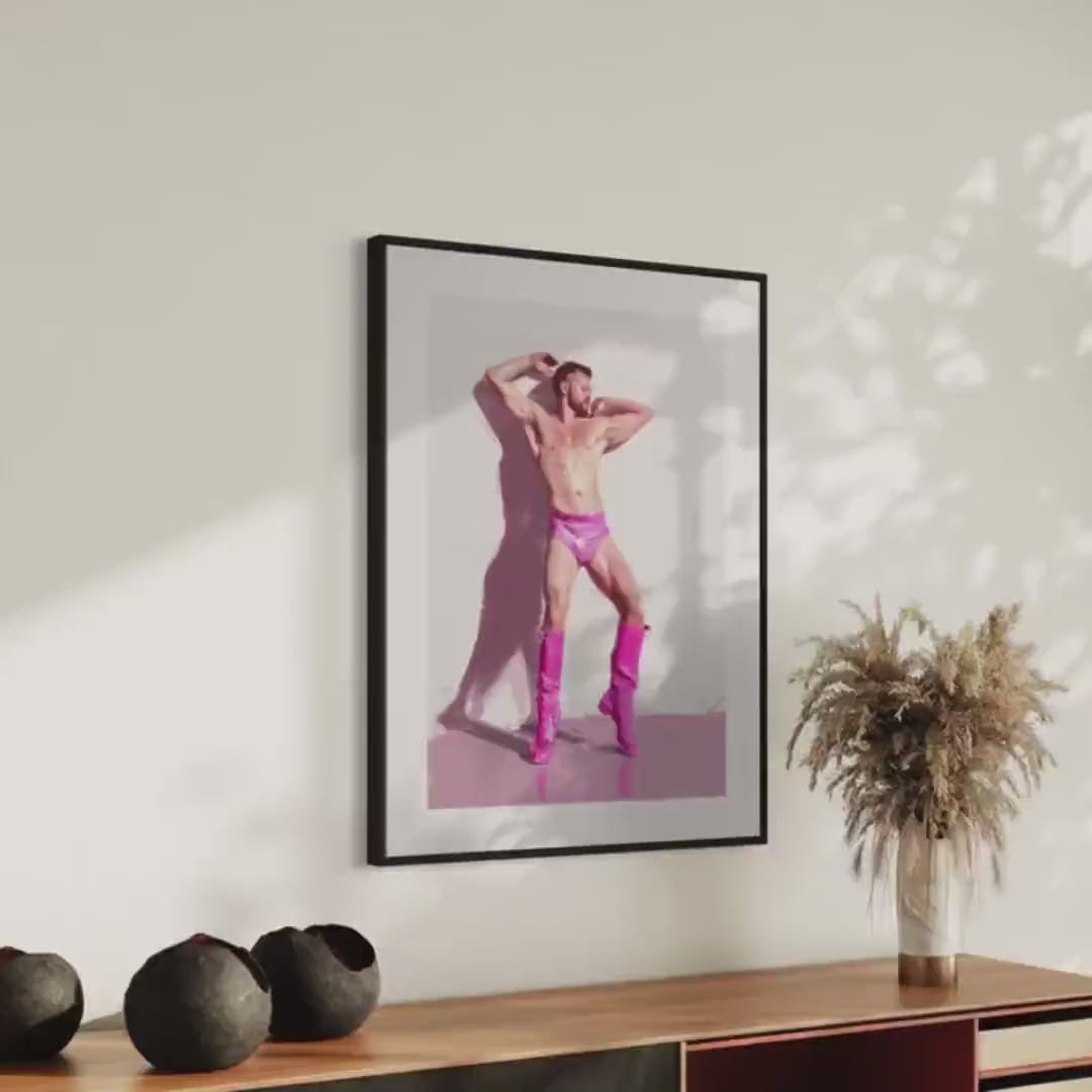 Pink Boot Ecstasy Art Print | Bold LGBTQ+ Wall Decor on Premium Matte Paper | Queer Art for Expressive Spaces | Unframed Print
