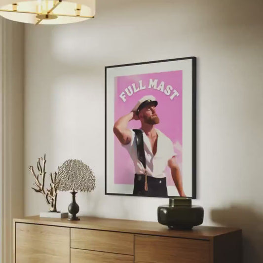 Full Mast Oil Painting Print – Cheeky Queer Art, Nautical Gay Artwork, Bold LGBTQ+ Decor, Premium Unframed 200gsm Paper