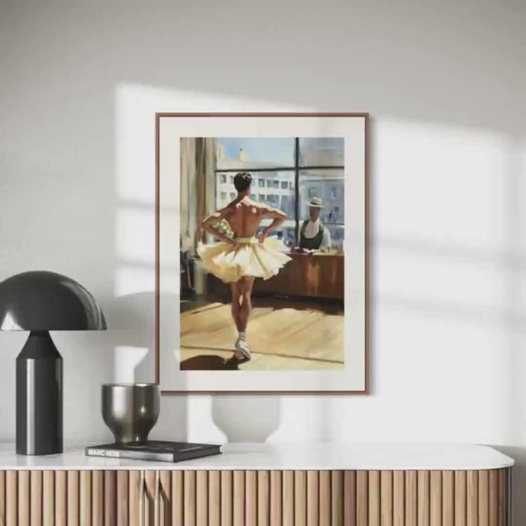 Window to My Heart Ballerina Oil Painting Print | Romantic LGBTQ+ Ballet wall decor | Queer Love Scene | Premium Matte Unframed Wall Art