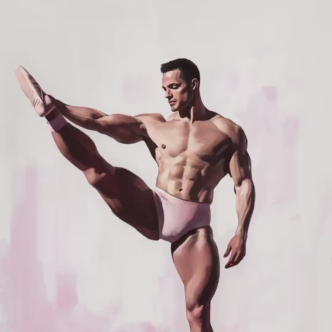 Strike a Pose (2 of 2) – Queer Ballet Wall Art Print | Gay Dancer Poster in Pink | LGBTQ+ Art – Unframed Matte Print