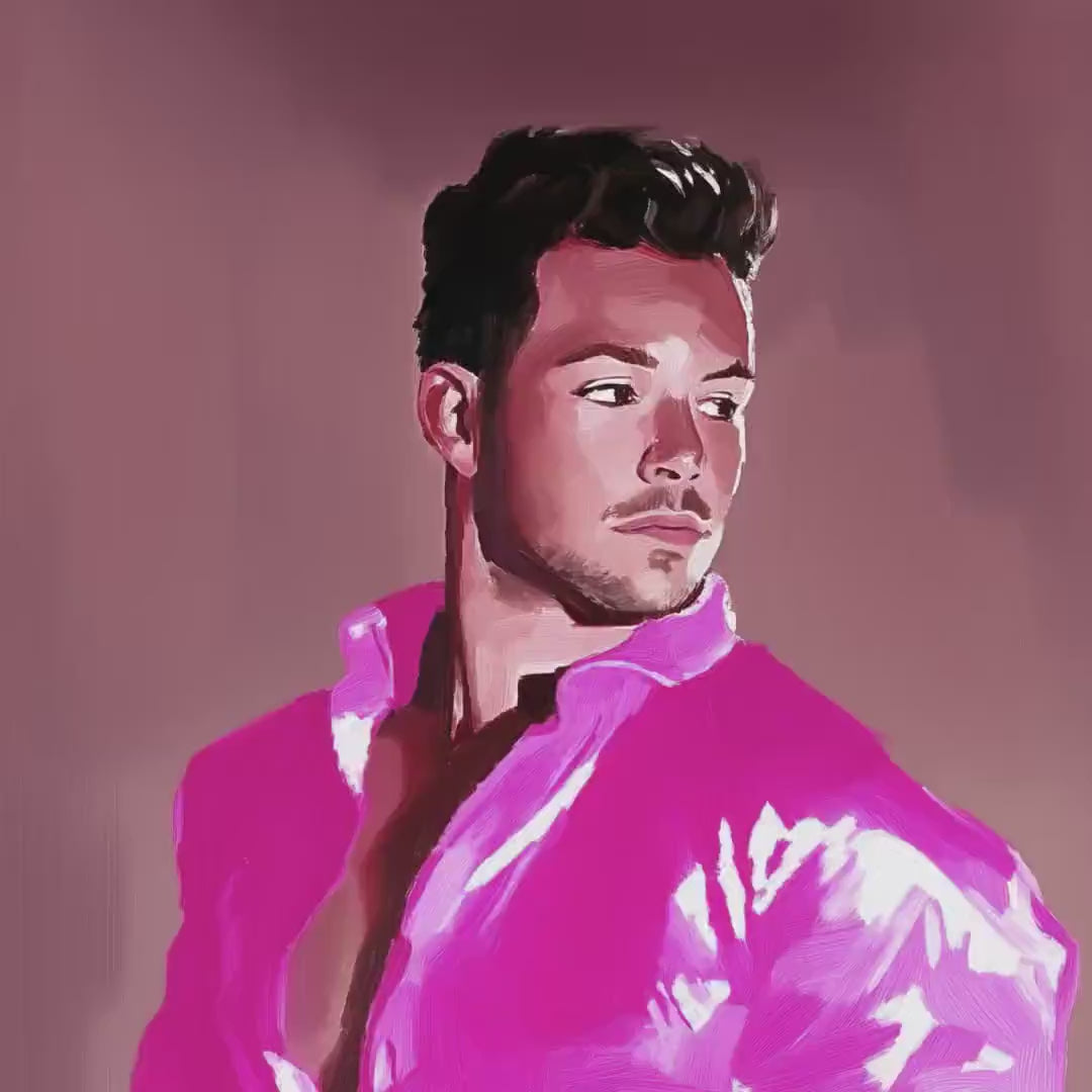 Bondi – Queer Wall Art Print | Gay Guy after Bondi Muscle Beach in Pink | LGBTQ+ Poster – Unframed Matte Print, Bold & Flirty Artwork