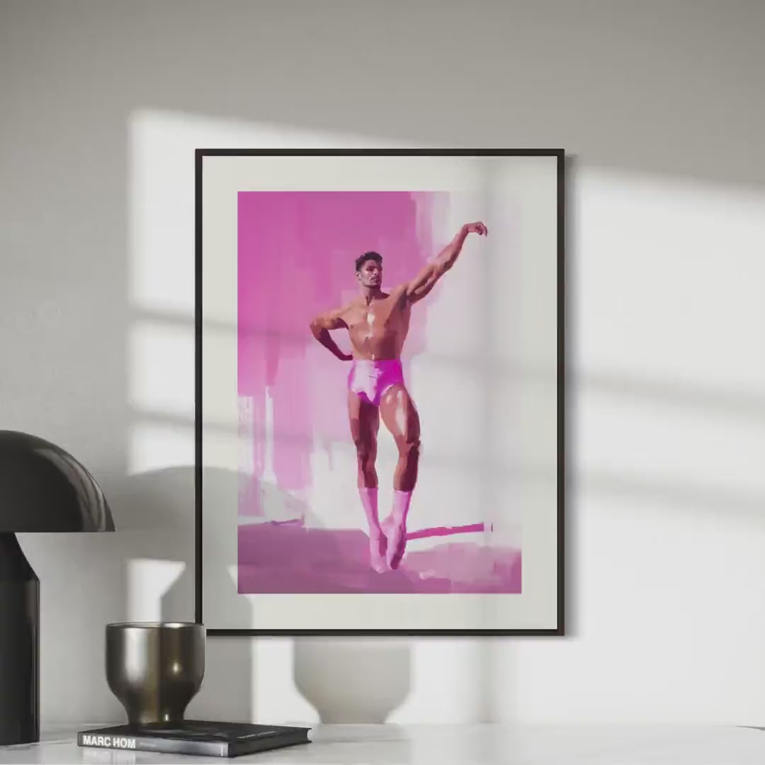 Ballerina Boys Print (3 of 3) - Queer Ballet Art, Pink Aesthetic, Gay Wall Decor, Bold Dance Illustration, LGBTQ+ Art Print