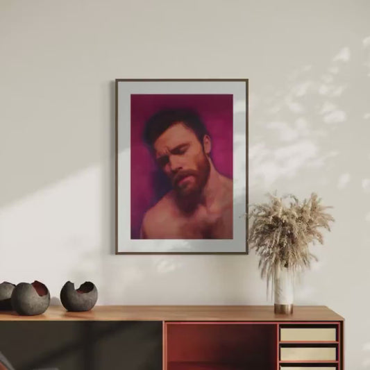 Velvet Reverie – Queer Wall Art Print | Gay Oil-Style Portrait in Pink | Daydream Pleasure LGBTQ+ Decor | Unframed Matte Poster