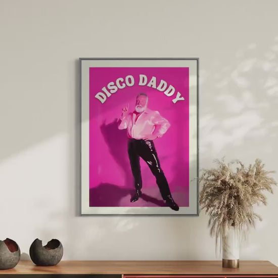 Disco Daddy – Retro Gay Art Print, Campy Wall Decor, Queer Aesthetic, LGBTQ+ Poster, Funky Home Art, Pink 70s Inspired Artwork