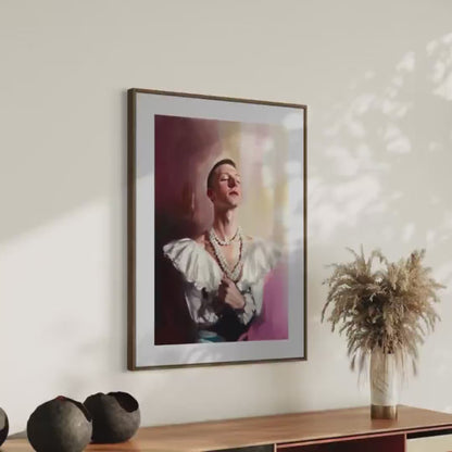 Pearl Daydream – Elegant Queer Oil Painting Print | LGBTQ+ Art | Vintage Glam Wall Art | Baroque Aesthetic | 200gsm Unframed Print