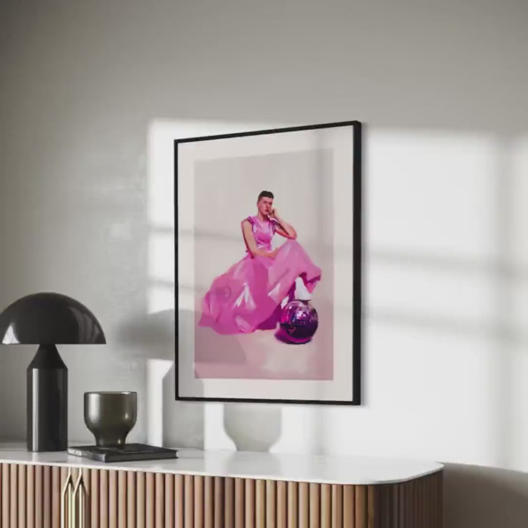 Disco Princess Art Print – Queer Elegance in Pink | Premium 200gsm Matte Poster | LGBTQ+ Art for Bold and Beautiful Spaces