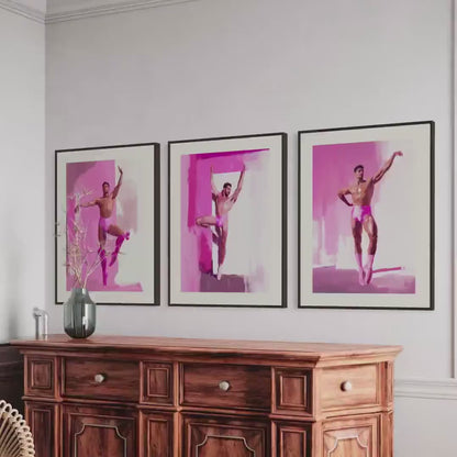 Ballerina Boys Print (1 of 3) - Queer Ballet Art, Pink Aesthetic, Gay Wall Decor, Bold Dance Illustration, LGBTQ+ Art Print
