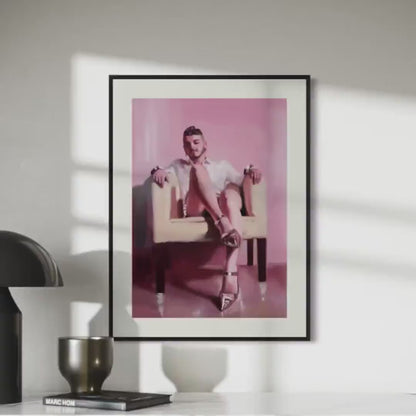 Sitting Pretty – Queer Oil Painting Print | Glamorous & Playful Art for Bold, Proud Walls | LGBTQ+ Art Print, Pink Aesthetic Decor