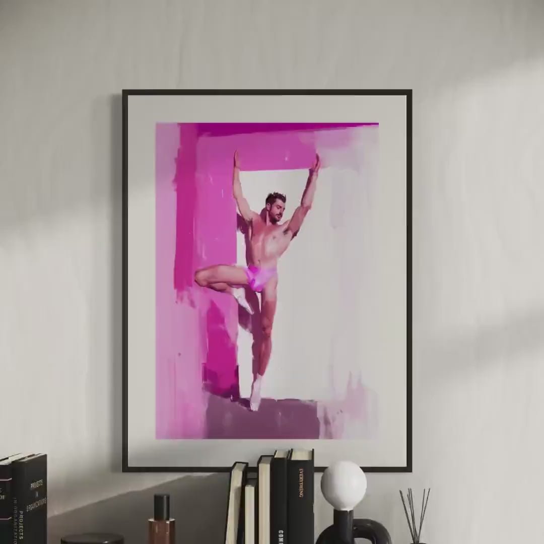 Ballerina Boys Print (2 of 3) - Queer Ballet Art, Pink Aesthetic, Gay Wall Decor, Bold Dance Illustration, LGBTQ+ Art Print