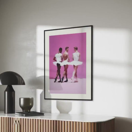Barre Talk - Queer Balletcore Art Print | Gay Ballet Boys in Tutu, Oil Style LGBTQ+ Wall Decor | Unframed 200gsm Matte Poster
