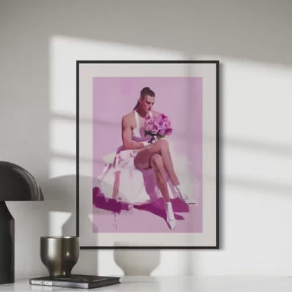 Bride-to-Be - Non-Binary Wedding Art Print, Queer Love LGBTQ+ Pride Artwork, Blush Bridal Decor, Unframed 200gsm Matte Paper Print