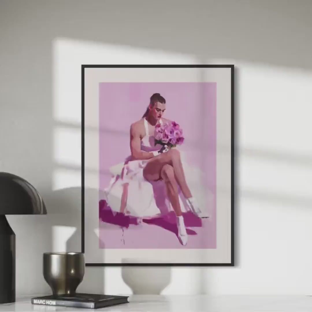 Bride-to-Be - Non-Binary Wedding Art Print, Queer Love LGBTQ+ Pride Artwork, Blush Bridal Decor, Unframed 200gsm Matte Paper Print