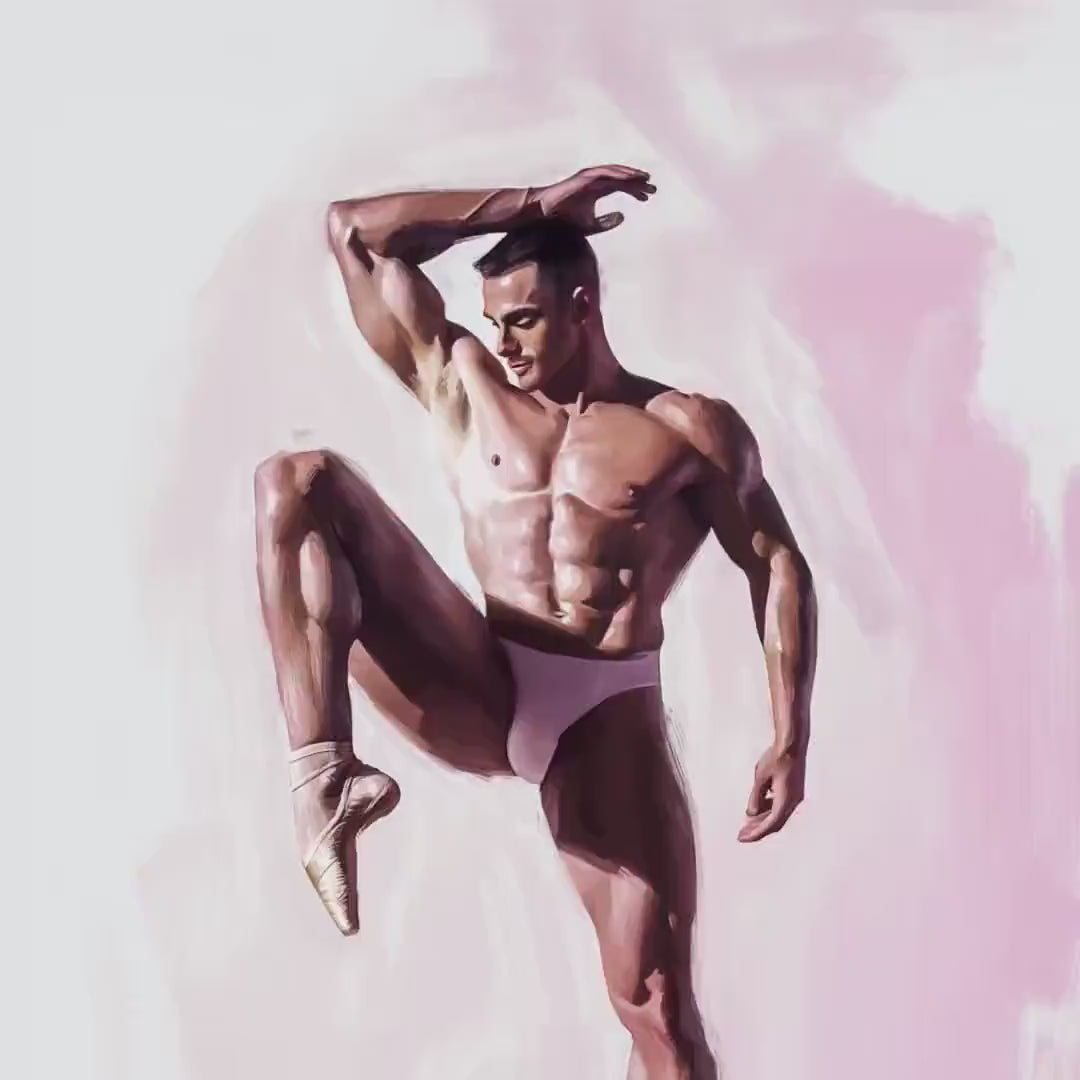 Strike a Pose (1 of 2) – Queer Ballet Wall Art Print | Gay Dancer Poster in Pink | LGBTQ+ Art – Unframed Matte Print