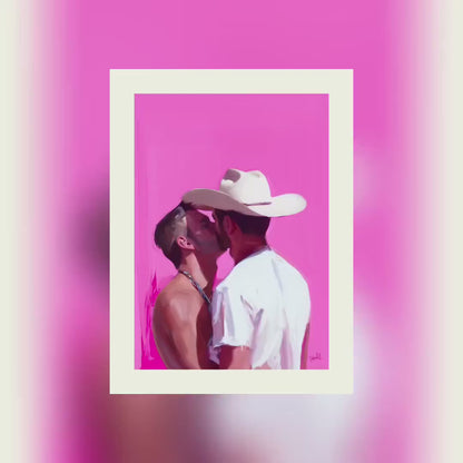 Lovers in the West Art Print – LGBTQ+ Western Love, Queer Pride Decor, Cowboy Romance Artwork, Unframed Premium Matte Print
